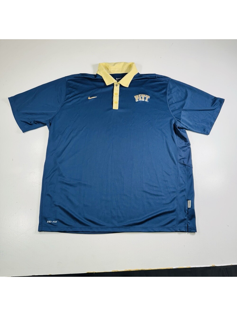 Nike Pittsburgh Panthers Dri Fit Polo Shirt Navy Gold Mens Size XXL